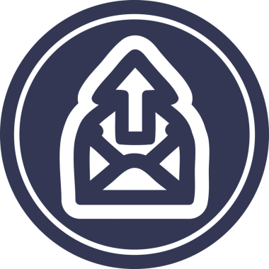 bir insan tarafından çizilmiş e- posta dairesel simgesi gönder