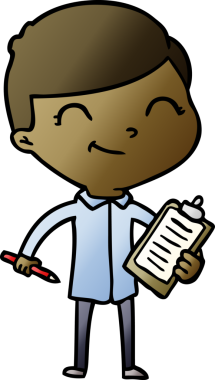 Bir insan tarafından çizilmiş gülümseyen çizgi film çocuğu.