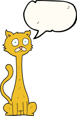 Bir insan tarafından çizilmiş serbest konuşma balonu çizgi film kedisi