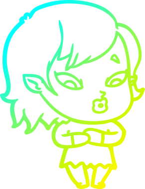 Soğuk gradyan çizgisi, bir insan tarafından çizilmiş şirin bir vampir kız çizgi filmi.