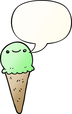 bir insan tarafından çizilmiş, konuşma baloncuklu çizgi film dondurması.