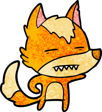 Bir insan tarafından çizilmiş tilki çizgi film karakteri