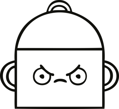 Bir insan tarafından çizilmiş bir tencere karikatürü.