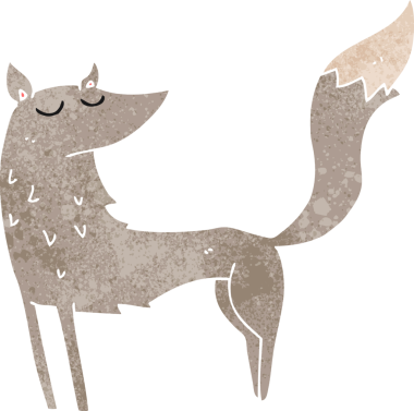 Bir insan tarafından çizilmiş bir kurt çizgi filmi.