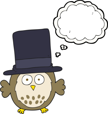 Bir insan tarafından çizilmiş silindir şapkalı bir baykuş.