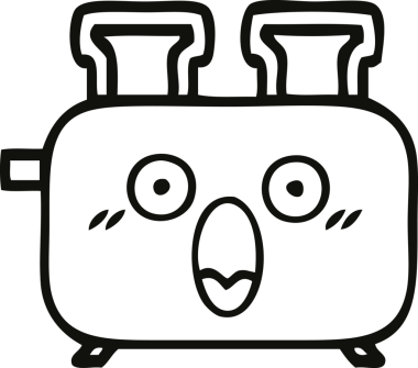 Bir insan tarafından çizilmiş bir tost makinesinin çizgi çizimi