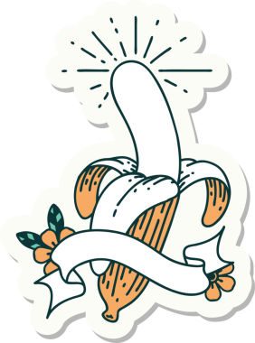 Bir insan tarafından çizilmiş soyulmuş muz dövmesi çıkartması.