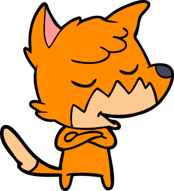 Bir insan tarafından çizilmiş dost canlısı çizgi film tilkisi