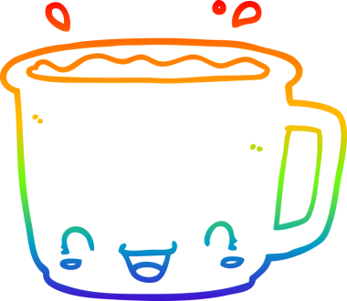 gökkuşağı gradyan çizgisi bir insan tarafından çizilmiş bir kahve fincanı