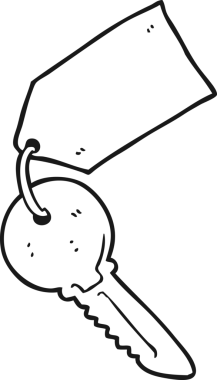 Bir insan tarafından çizilmiş siyah beyaz çizgi film anahtarı