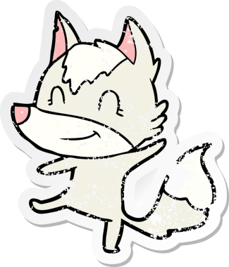 Bir insan tarafından çizilmiş dost canlısı bir kurdun sıkıntılı çıkartması.