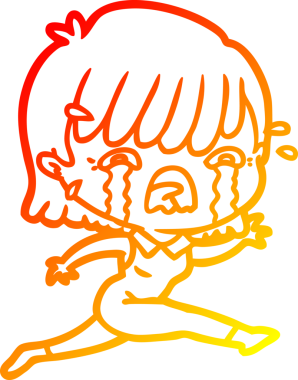 Bir insan tarafından çizilmiş ağlayan çizgi film kızı çizimi.