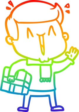 Gökkuşağı gradyanı çizimi bir insan tarafından çizilmiş heyecanlı bir çizgi film