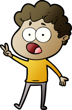 Bir insan tarafından çizilmiş bir karikatür adamı şaşkınlıkla nefes nefese kaldı.