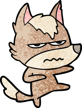 Bir insan tarafından çizilmiş rahatsız kurt çizgi filmi.