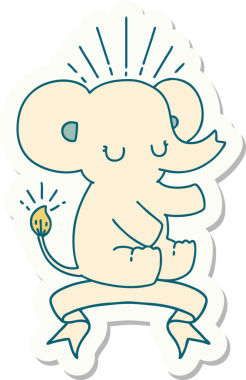 Bir insan tarafından çizilmiş dövme stili şirin bir fil.