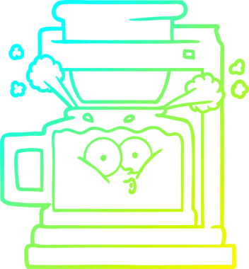 Bir insan tarafından çizilmiş sıcak kahve demliğinin soğuk gradyan çizgisi.