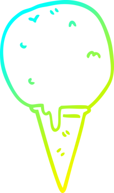 Bir insan tarafından çizilmiş dondurma külahının soğuk gradyan çizimi.