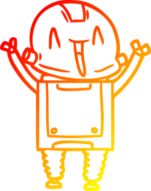 Bir insan tarafından çizilen çizgi film robotunun sıcak çizgi çizimi