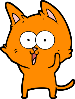 Bir insan tarafından çizilmiş komik çizgi film kedisi.