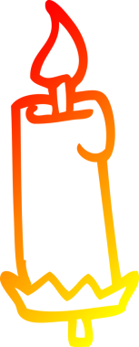 Bir insan tarafından çizilmiş karikatür yanan bir mumun sıcak çizgi çizimi