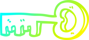 Bir insan tarafından çizilmiş bir karikatür metal anahtarının soğuk eğimli çizimi