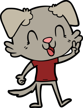 Bir insan tarafından çizilmiş gülen çizgi film köpeği.