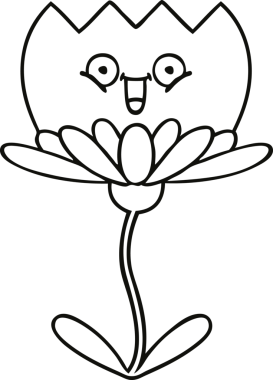 Bir insan tarafından çizilmiş bir çiçeğin çizgi çizimi