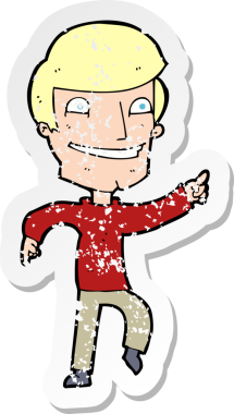 Bir insan tarafından çizilmiş mutlu bir adamın çizdiği karikatür yapıştırması.