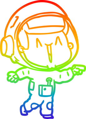 Gökkuşağı gradyan çizimi mutlu bir astronot çizimi bir insan tarafından çizilmiş