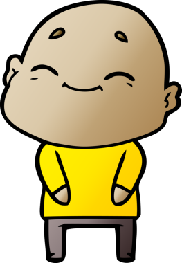 Bir insan tarafından çizilmiş mutlu, kel adam.