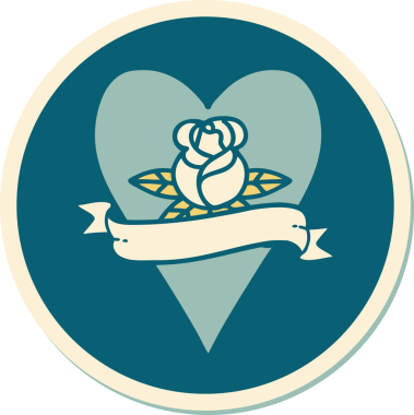 Bir insan tarafından çizilmiş, geleneksel kalp şeklinde dövme çıkartması.