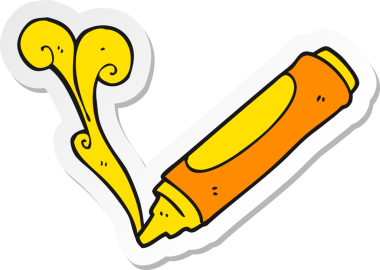 Bir insan tarafından çizilmiş balmumu boya kalemi çıkartması.