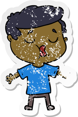 Bir insan tarafından çizilmiş karikatür adamın sıkıntılı çıkartması.