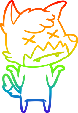 Gökkuşağı gradyan çizgi çizimi Bir insan tarafından çizilmiş ölü tilki