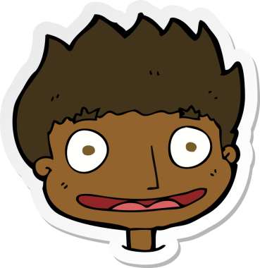 Bir insan tarafından çizilmiş mutlu bir çocuğun çıkartması.