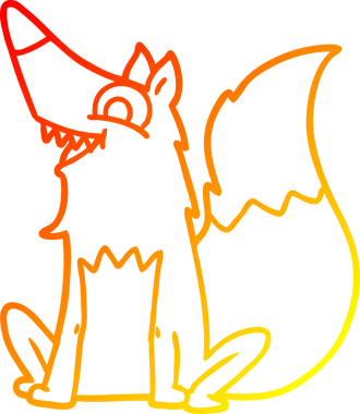 Bir insan tarafından çizilmiş mutlu tilki çizgi çizimi.