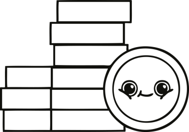 Bir insan tarafından çizilmiş bozuk paraların çizgi çizimi