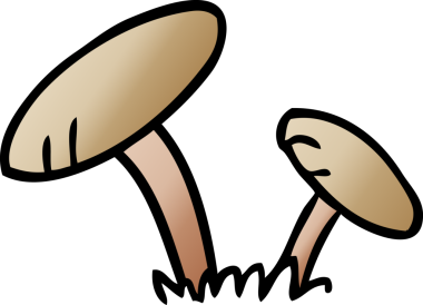 Bir insan tarafından çizilmiş mantarların gradyan karikatürü.