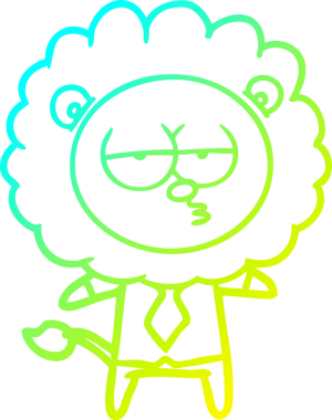 Bir çizgi film karakteri, bir insan tarafından çizilmiş sıkılmış bir aslan ofis çalışanı.