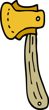 Bir insan tarafından çizilmiş uzun balta karalaması.