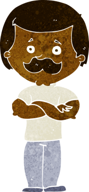 Bir insan tarafından çizilmiş erkek bıyıklı çizgi film adamı.