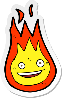 Bir insan tarafından çizilmiş karikatür dostu ateş topu çıkartması.