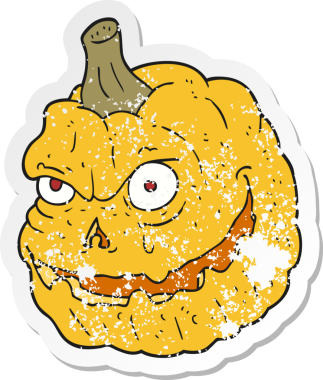 Bir insan tarafından çizilmiş ürkütücü balkabağı çizgi filminin gerilimli yapıştırması.