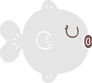 Bir insan tarafından çizilmiş garip bir karikatür balığı.