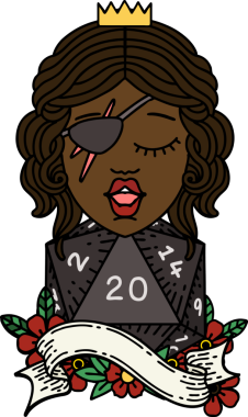 Retro Dövme Tarzı İnsan Rogue Bir insan tarafından çizilmiş 20 zar ile