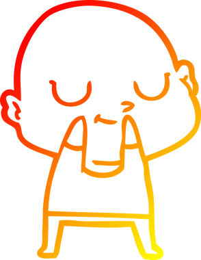 Bir insan tarafından çizilmiş kel bir adamın sıcak çizgi çizimi.