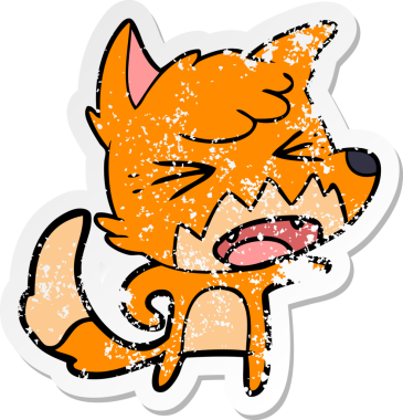 Bir insan tarafından çizilmiş kızgın bir tilkinin sıkıntılı çıkartması.