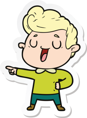 Bir insan tarafından çizilmiş mutlu bir çizgi film karakterinin çıkartması.