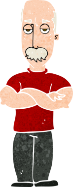 Bir insan tarafından çizilmiş bıyıklı kızgın bir adam.